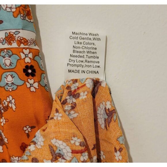 Boho Dress Mini Floral Retro Long Sleeve Tassels Size Small - Picture 8 of 9